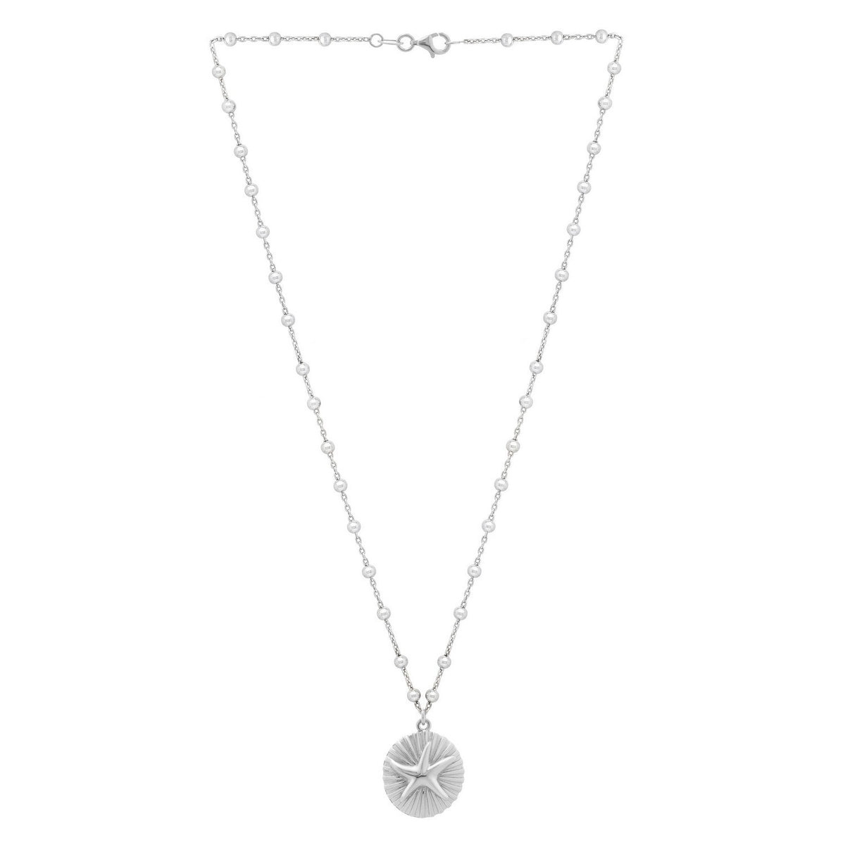 Sterling Silver Rhodium Plated Starfish Medallion Necklace, view 2