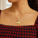 Whale Tail Necklace in 10K Yellow Gold, view 3