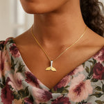Whale Tail Necklace in 10K Yellow Gold, view 4