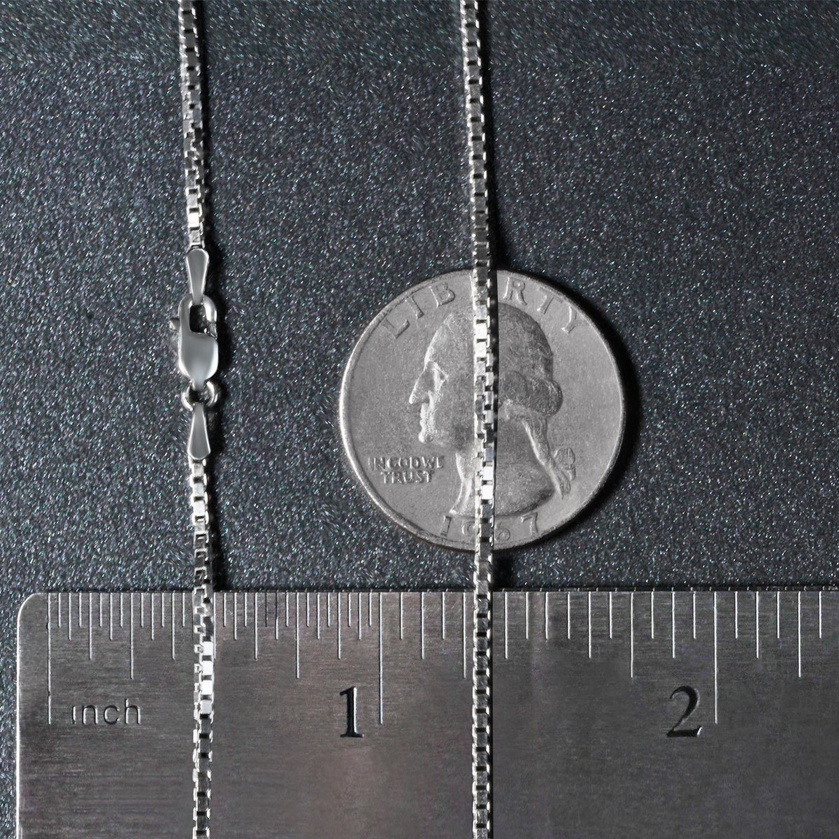 14k White Gold Classic Box Chain (1.4 mm), view 7