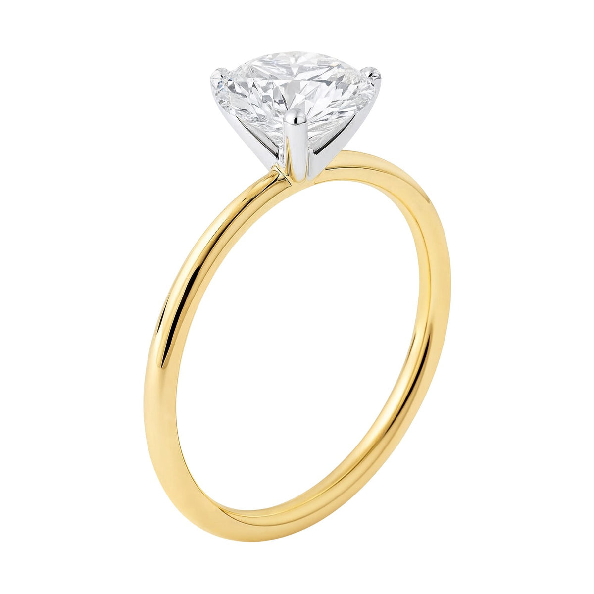 1 1/2 Carat Round Lab Grown IGI G/VS1 Diamond Solitaire Ring in 10K Yellow Gold, view 2