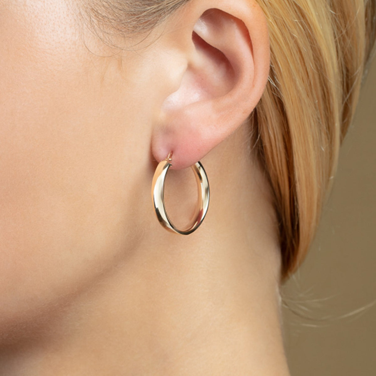 Small Wedding Hoops in 14K Yellow Gold, view 3