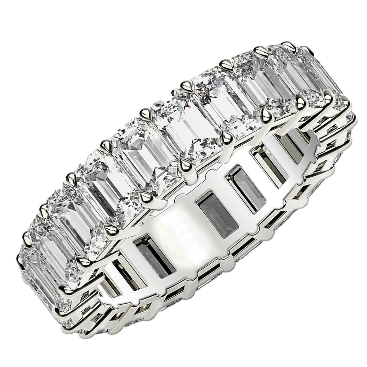 Emerald Cut Lab Grown Diamond Eternity Ring in 14K White Gold (5 cttw FG/VS2)