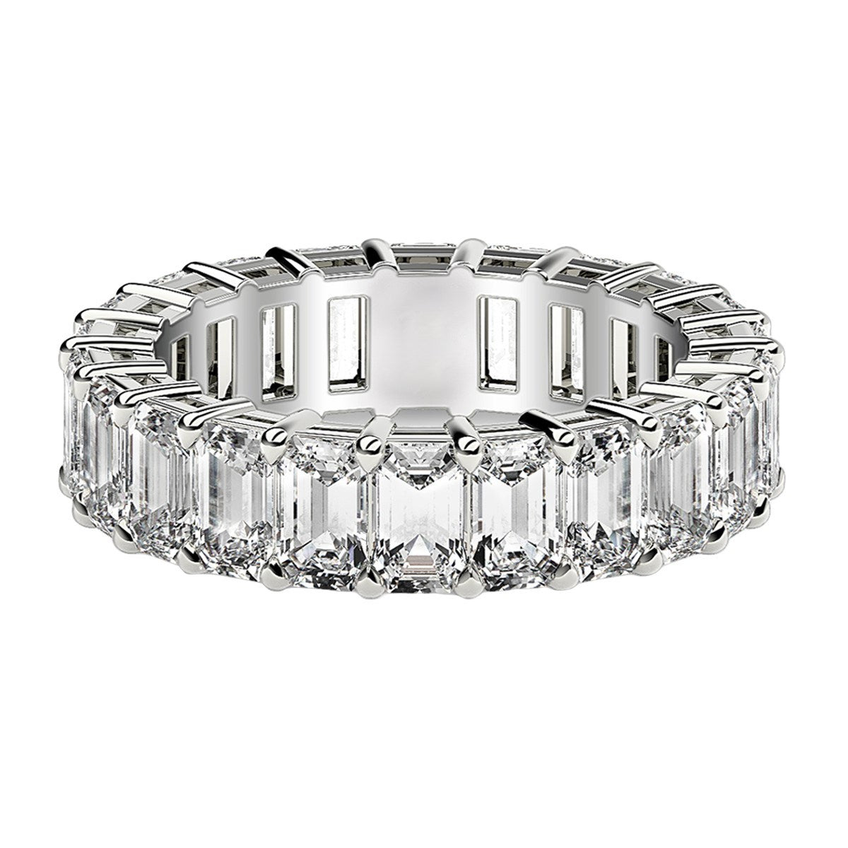 Emerald Cut Lab Grown Diamond Eternity Ring in 14K White Gold (5 cttw FG/VS2), view 2