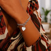 Sterling Silver Rhodium Plated Rolo Chain Bracelet with a Heart Charm (6.00 mm), view 3