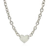 Sterling Silver Rhodium Plated Chain Bracelet with a Flat Heart Motif Station