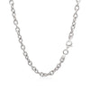 Sterling Silver Rhodium Plated Chain Bracelet with a Flat Heart Motif Station