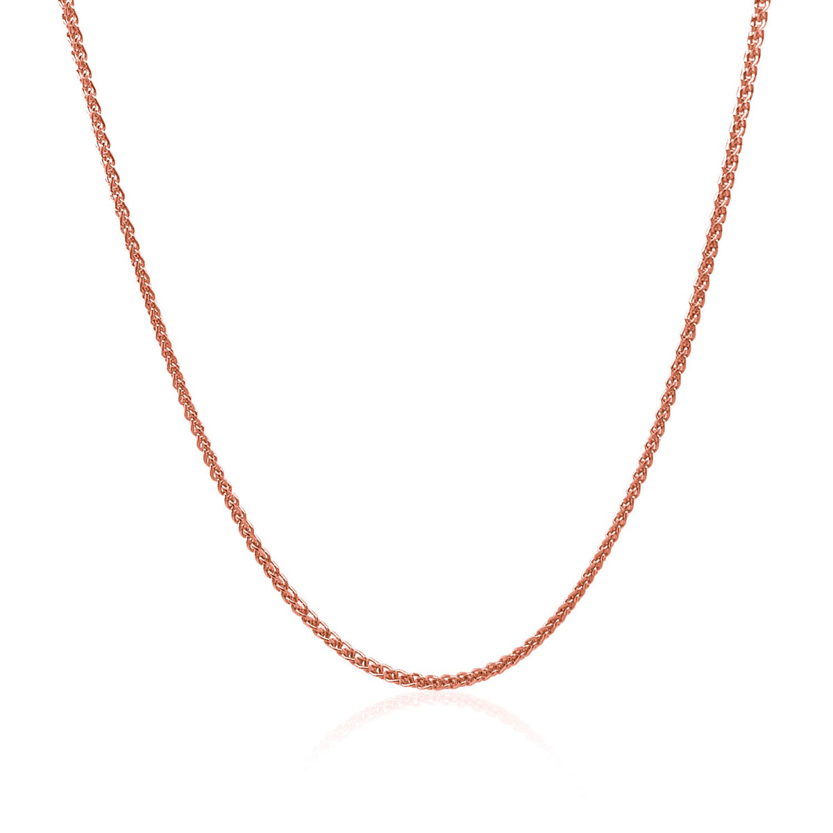 14k Rose Gold Diamond Cut Round Wheat Chain (1.20 mm), view 19