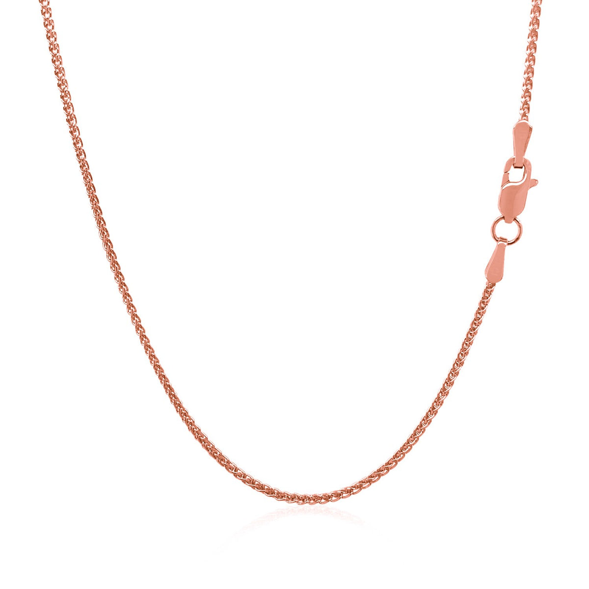 14k Rose Gold Diamond Cut Round Wheat Chain (1.20 mm), view 13