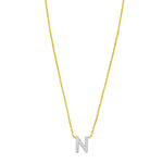 14K Yellow Gold Mini Diamond N Initial Pendant Necklace