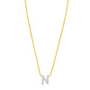 14K Yellow Gold Mini Diamond N Initial Pendant Necklace