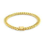 10K Yellow Gold Classic Miami Cuban Solid Bracelet (8.20 mm), view 2