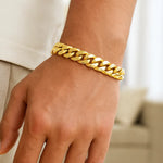 10K Yellow Gold Classic Miami Cuban Solid Bracelet (8.20 mm), view 5