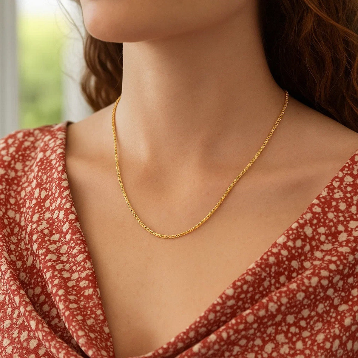 14k Yellow Gold Square Wheat Chain (1.80 mm), view 13