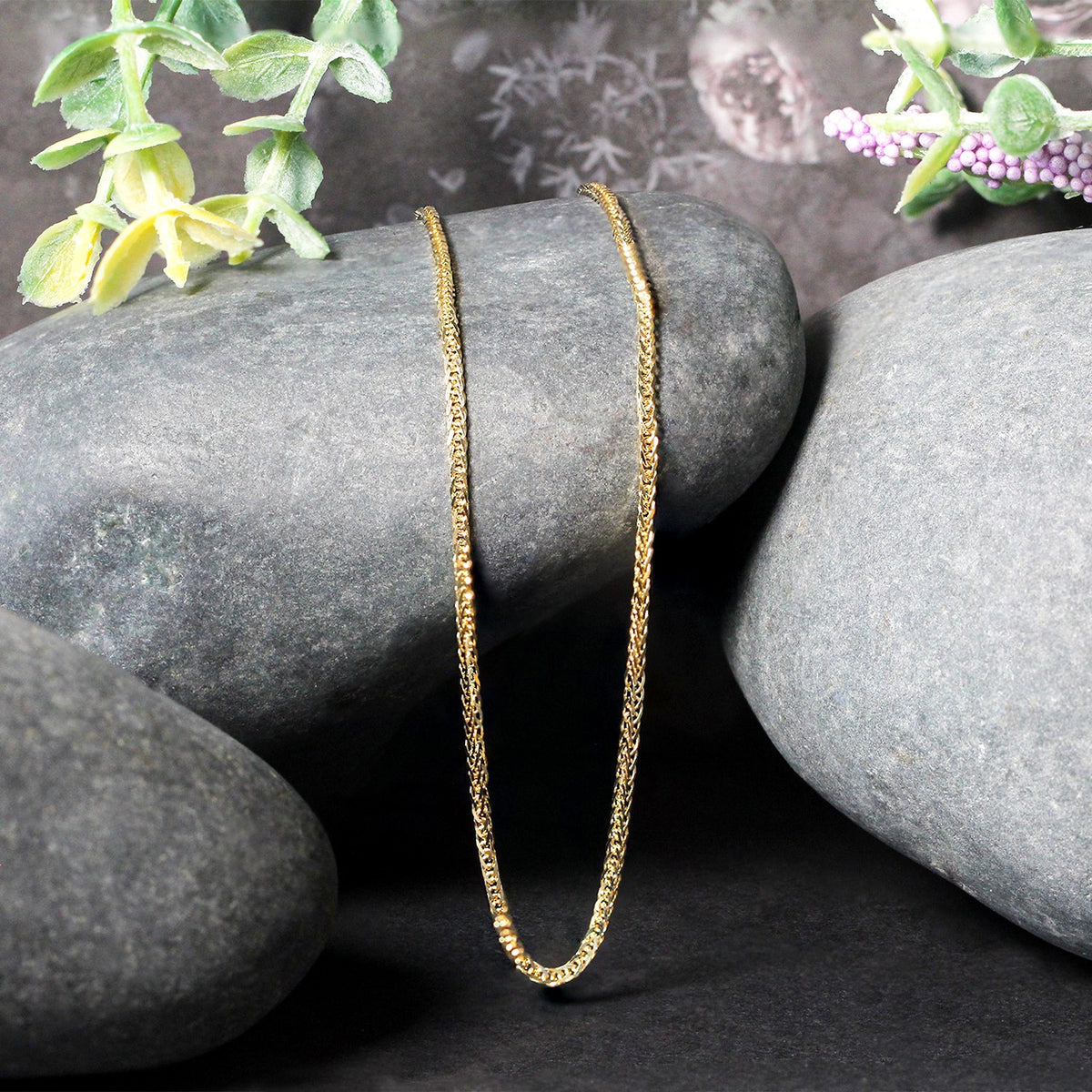 14k Yellow Gold Square Wheat Chain (1.80 mm), view 6