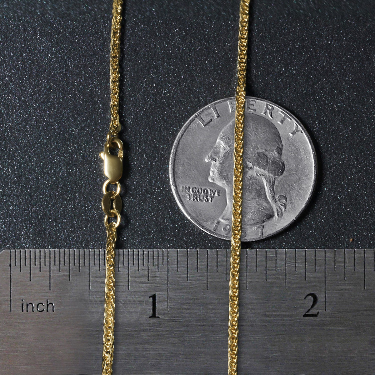 14k Yellow Gold Square Wheat Chain (1.80 mm), view 12
