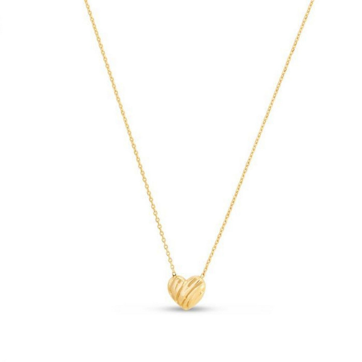 14K Yellow Gold High Polish Scribbles Heart Necklace, view 2