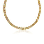 14K Yellow Gold Fancy Polished Multi-Row Panther Link Necklace