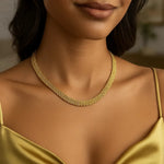 14K Yellow Gold Fancy Polished Multi-Row Panther Link Necklace, view 5