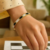 14K Yellow Gold Black And White Art Deco Hexagon Bangle, view 4