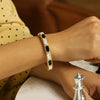 14K Yellow Gold Black And White Art Deco Hexagon Bangle, view 5