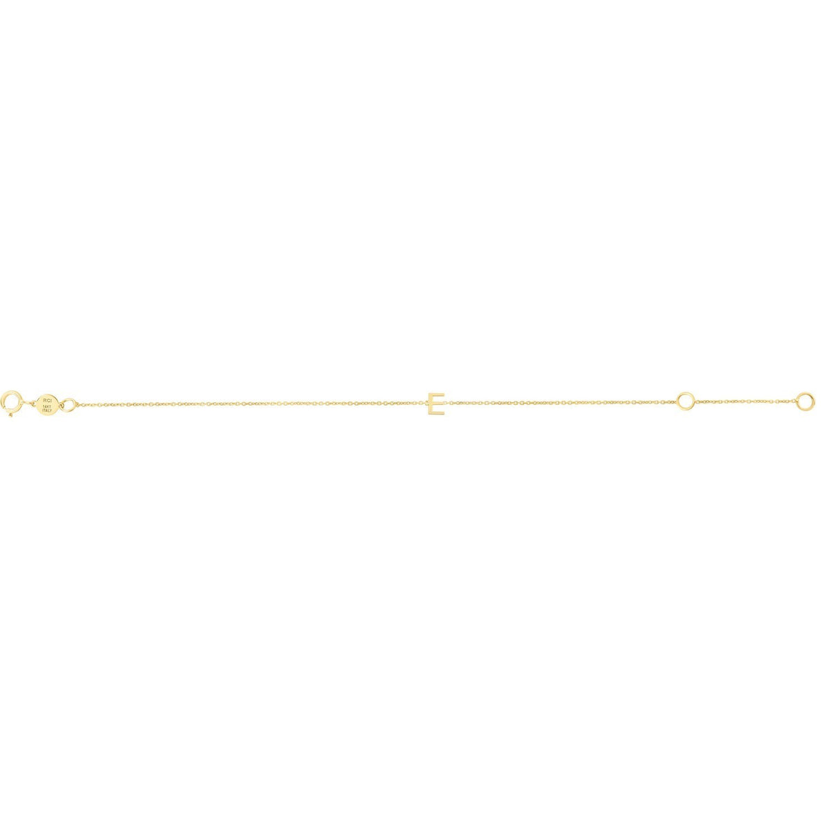 14K Yellow Gold Mini Initial E Bracelet, view 2