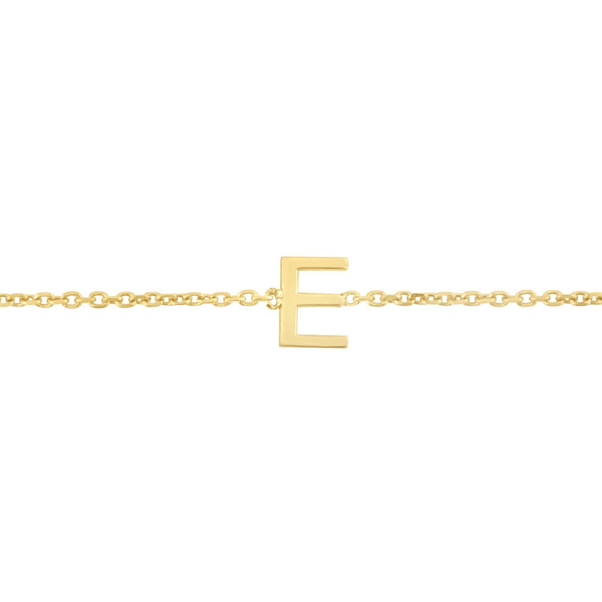 14K Yellow Gold Mini Initial E Bracelet, view 3