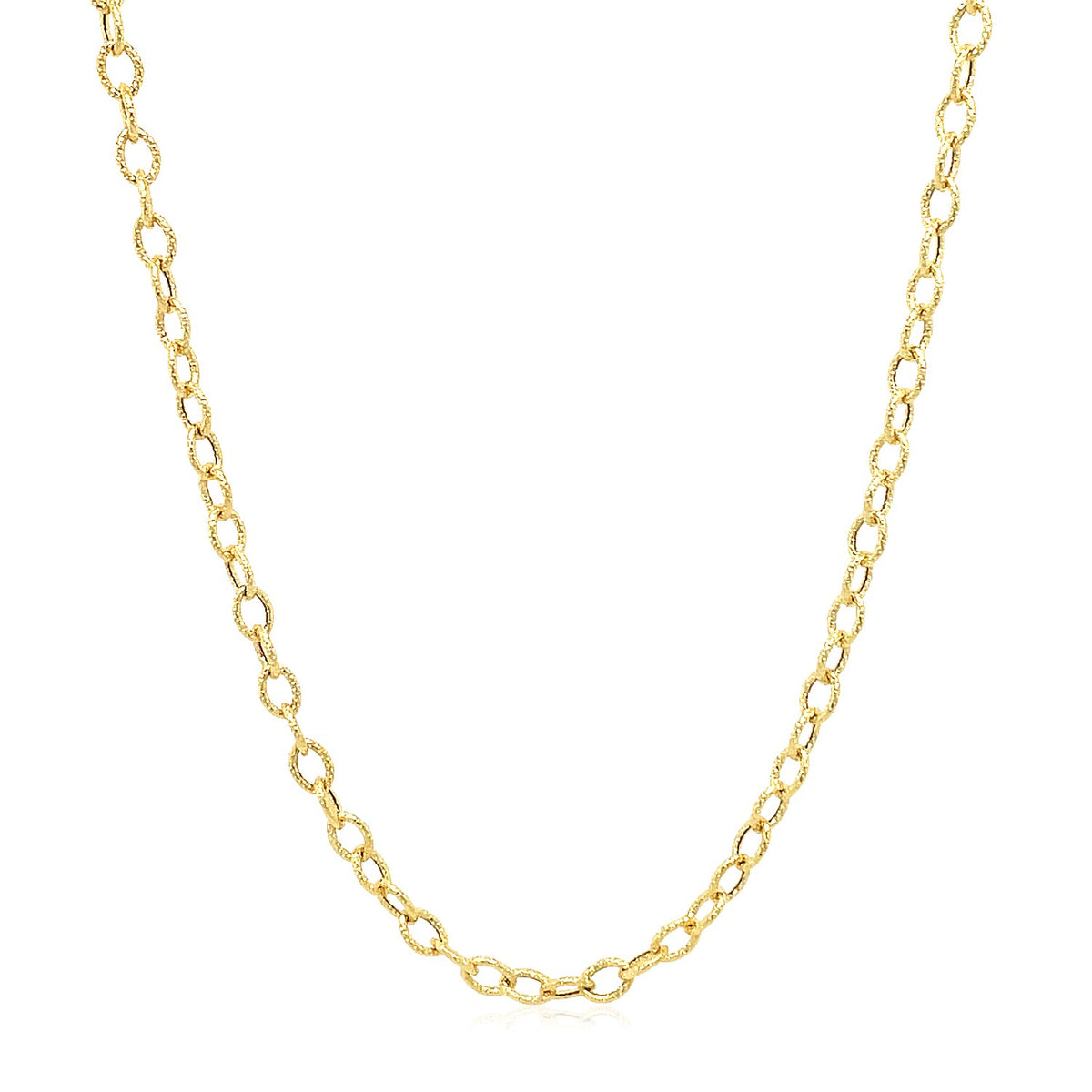 14k Yellow Gold Pendant Chain with Textured Links (2.50 mm), view 15