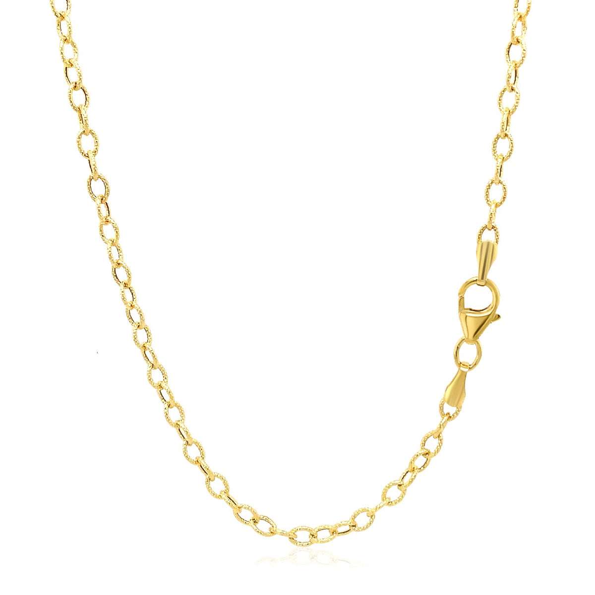 14k Yellow Gold Pendant Chain with Textured Links (2.50 mm), view 5