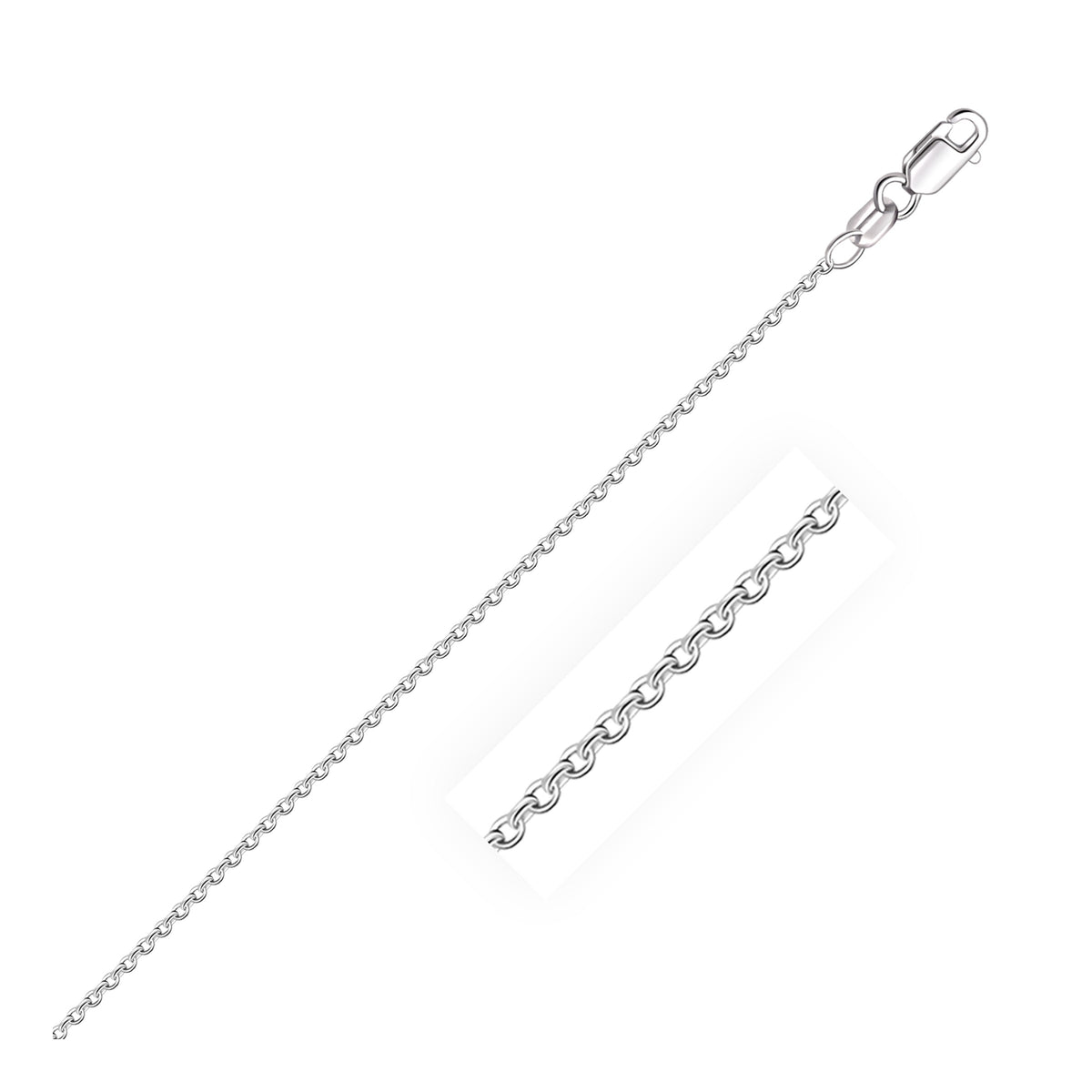 14k White Gold Oval Cable Link Chain (1.50 mm), view 16