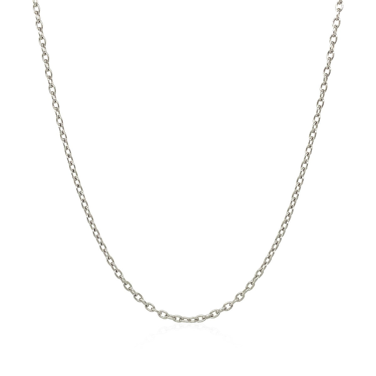 14k White Gold Oval Cable Link Chain (1.50 mm), view 20