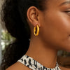 Sterling Silver Yellow Gold Plated Round Hoop Earrings, view 3