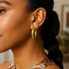 Sterling Silver Yellow Gold Plated Round Hoop Earrings, view 4
