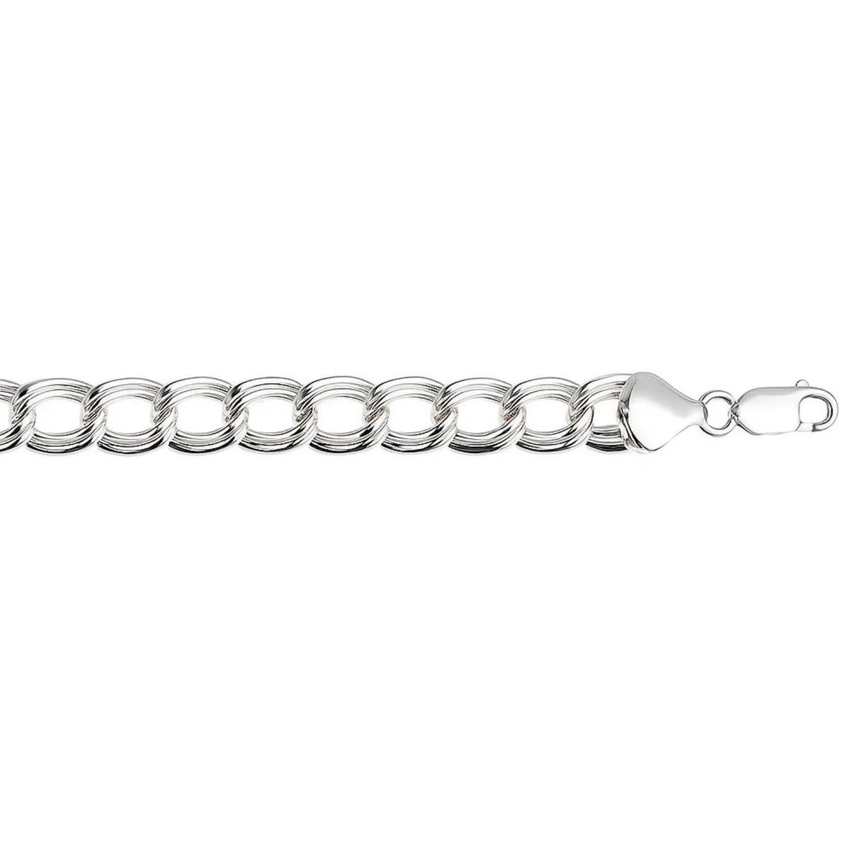 Sterling Silver Ridged Circular Chain Bracelet with Rhodium Plating (6.00 mm), view 2