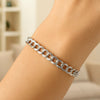 Sterling Silver Ridged Circular Chain Bracelet with Rhodium Plating (6.00 mm), view 3