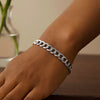 Sterling Silver Ridged Circular Chain Bracelet with Rhodium Plating (6.00 mm), view 4