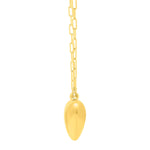 Sterling Silver Gold Plated Large Puffed Heart Long Necklace, view 3