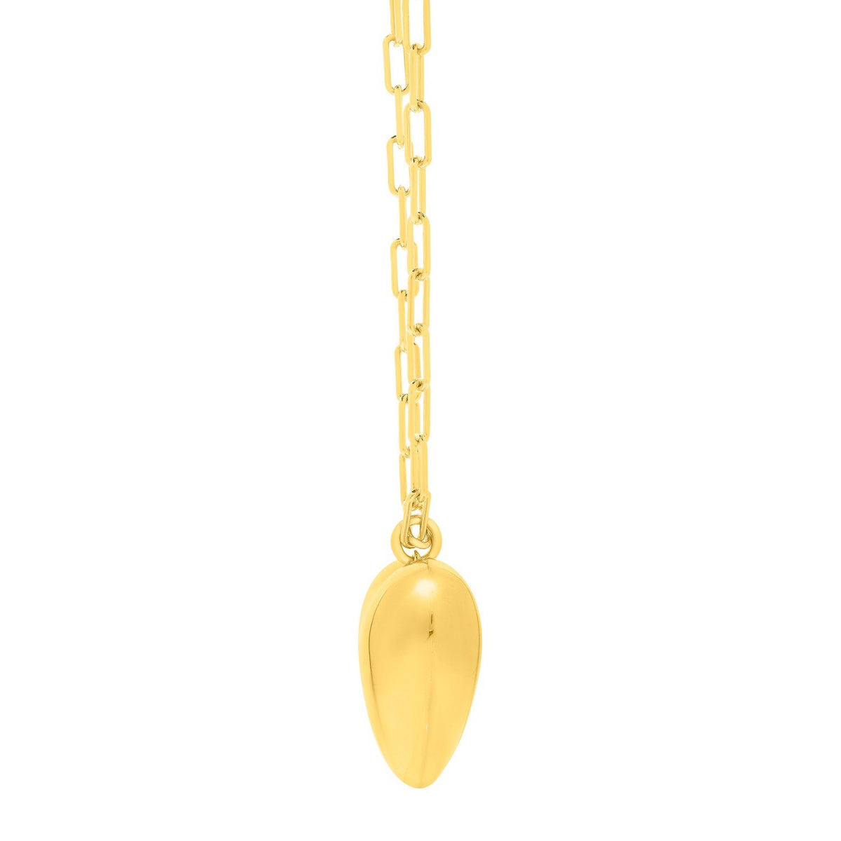 Sterling Silver Gold Plated Large Puffed Heart Long Necklace, view 3