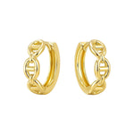 14K Yellow Gold Oval Mariner Huggies, view 2