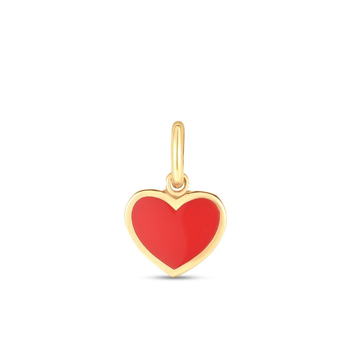 14K Yellow Gold Mini Red Enamel Heart Charm
