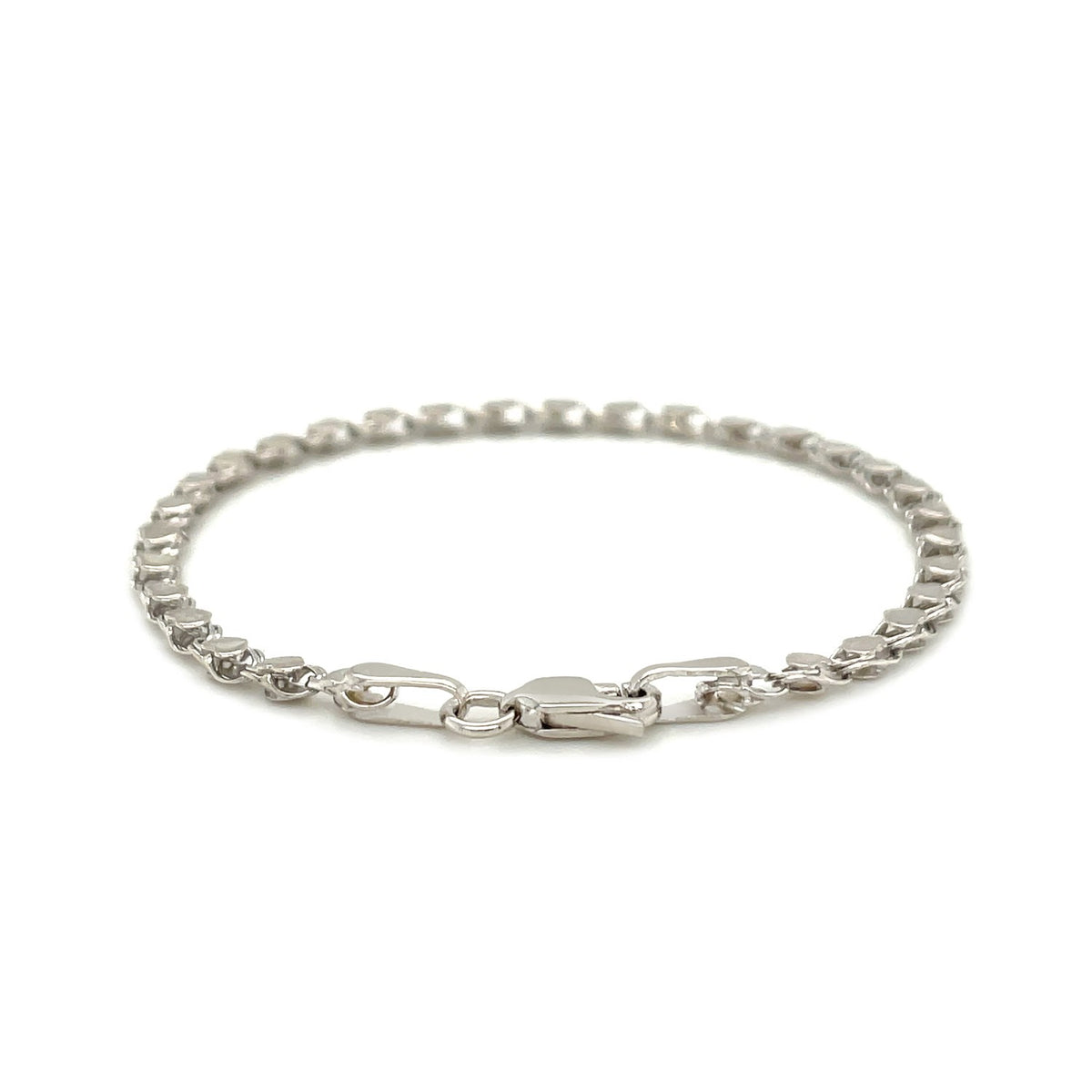 14K White Gold Heart Bracelet (3.00 mm), view 3