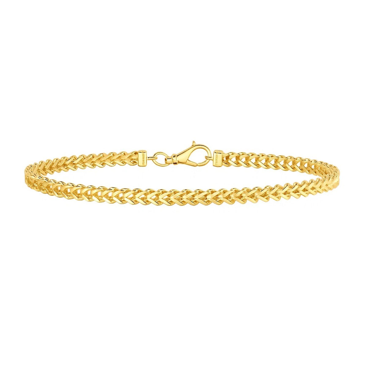 14K Yellow Gold Square Franco Bracelet (4.40 mm), view 2