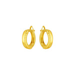 14K Yellow Gold Textured Huggie Hoops (3x10.00 mm), view 2