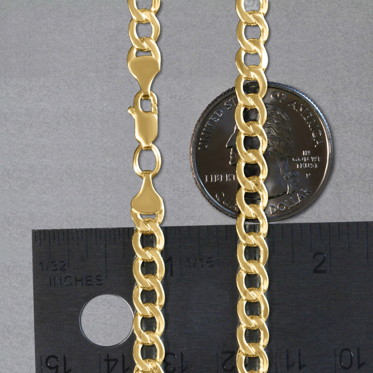 14k Yellow Gold Curb Chain (5.30 mm), view 2