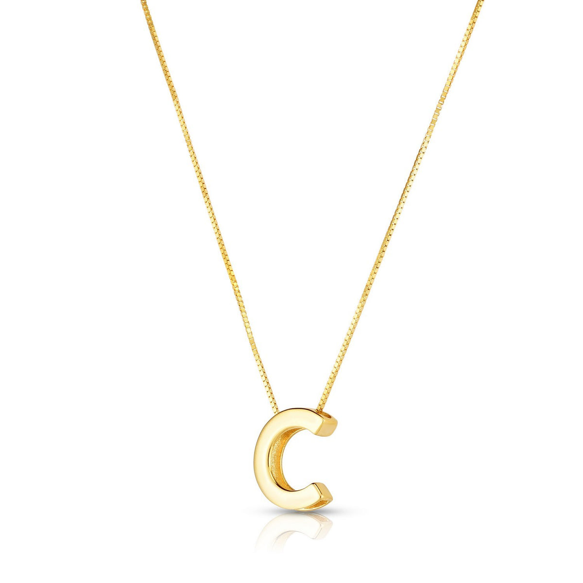 14K Yellow Gold Yours Truly Block Letter Initial C Necklace