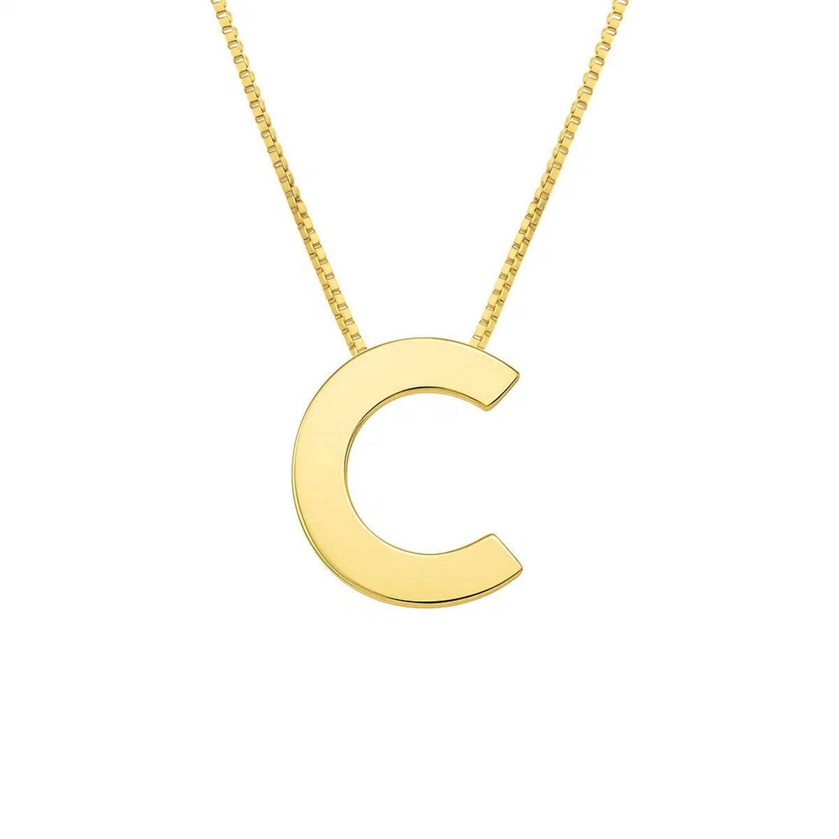 14K Yellow Gold Yours Truly Block Letter Initial C Necklace, view 2