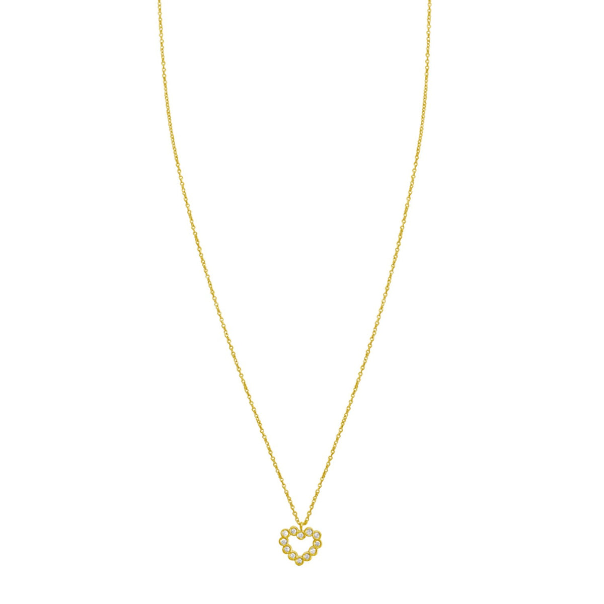 14K Yellow Gold Petite Diamond Heart Necklace