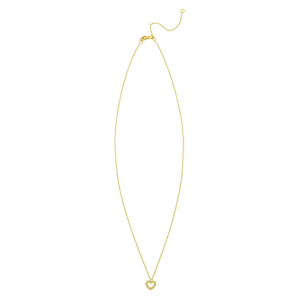 14K Yellow Gold Petite Diamond Heart Necklace, view 2