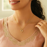 14K Yellow Gold Petite Diamond Heart Necklace, view 5