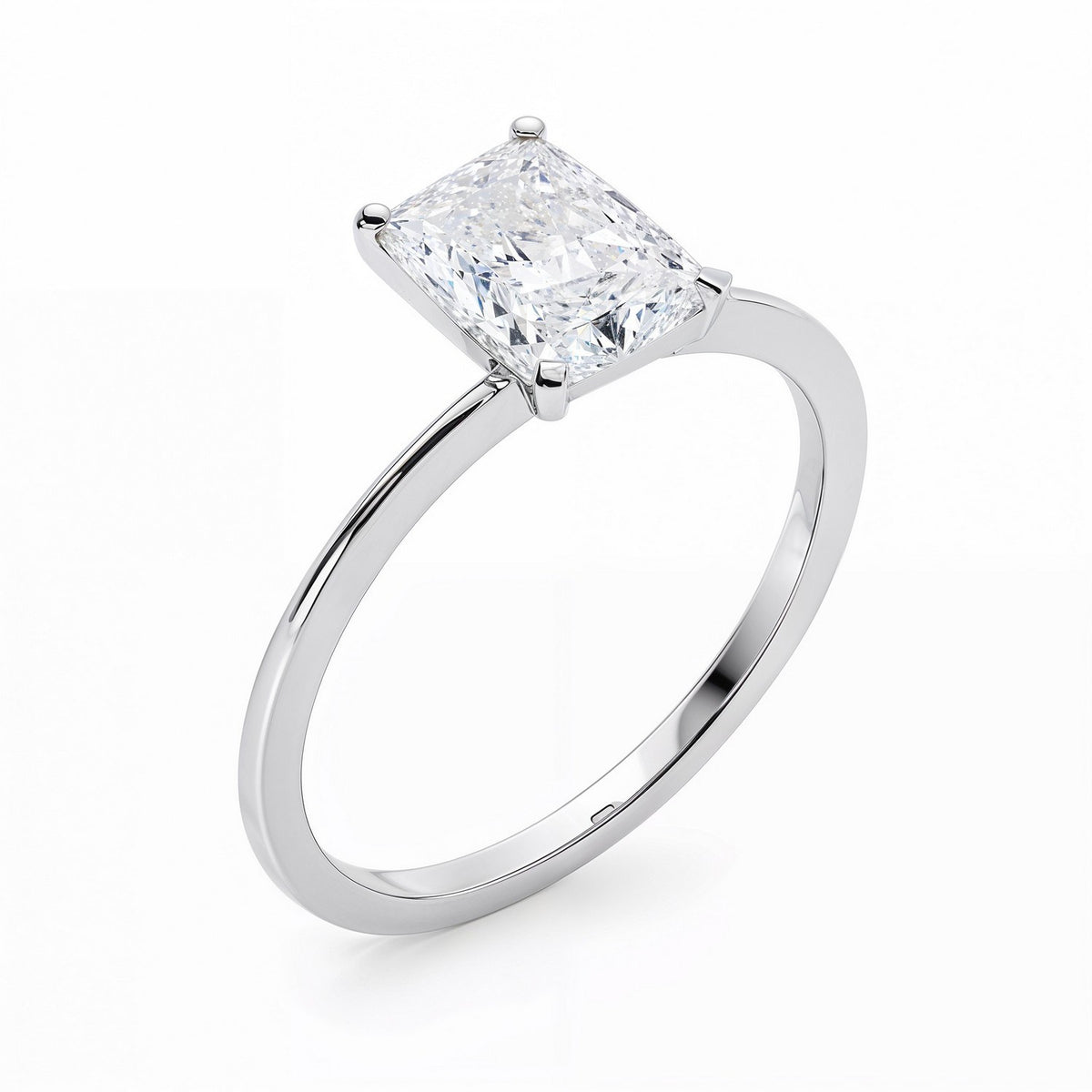 3 Carat Radiant Lab Grown IGI G/VS1 Diamond Solitaire Ring in 10K White Gold, view 2